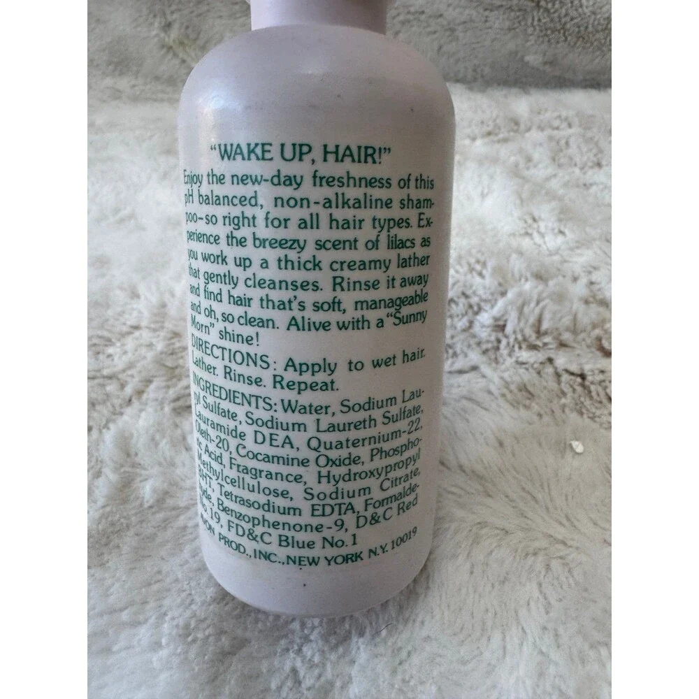 Vintage Avon Sunny Morn Lilac Fragrance Shampoo Bottle 8 oz Pink Cap